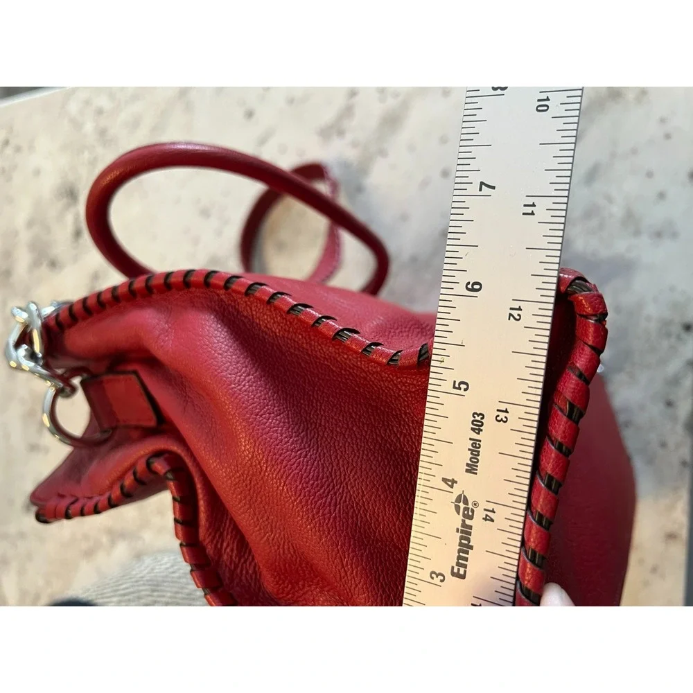 Michael Kors Hamilton Whipped Tote Satchel Red Leather Purse Bag Handbag